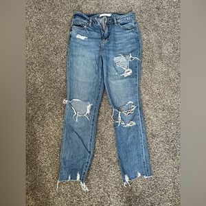 Hidden Distressed Straight Leg Jeans